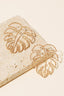 Metallic Warped Monstera Leaf Outline Stud Drop Earrings