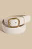Metallic Oval Buckle Faux Leather Belt