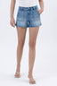 High Rise Patch Pocket Denim Shorts