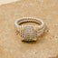 Gold Plated Cz Pave Cushion Rope Band Ring