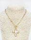 Gold Open Chain with Toggle and Pearl Studded Cross 18" Necklace