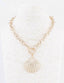 Gold Open Circles with Gold Hammered Shell Charm 16"-18" Necklace