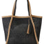 Two Tone Woven Straw Tote Bag