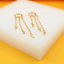 18K Gold Filled CZ Dangle Rolo Link Chain Earrings (L71)