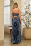 Bandana Print Pleated Maxi Dress with Back Cutout