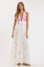 BOW FLORAL HALTER TIE OPEN BACK MAXI DRESS