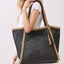Two Tone Woven Straw Tote Bag