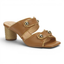 Willow Leather Slide Sandal Mule Rope Heel - Coconut Gold