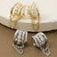 Stacked Cz Pave Chain Drape Triple Hoop Earrings