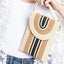 STRIPED PATTERN STRAW CELLPHONE CROSSBODY BAG