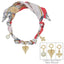 Red/White Knotted Scarf Necklace with Puffy Heart,Open Cross, and Bow Charm