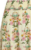 Floral patterned fabric with a focus on a section of it.