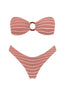 Striped bikini set with a bow top on a white background