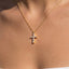 18K Gold Dipped Baguette Cz Cross Necklace - Hallelu Clothing Boutique