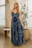 Bandana Print Pleated Maxi Dress with Back Cutout