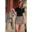 Houndstooth Wrap-Front Mini Skort