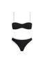 Black bikini set with white trim on a white background