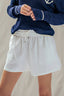 Linen Blend Elastic Waist Drawstring Shorts