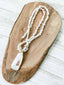 White Moonstone Beaded Necklace with Oyster Shell Pendant