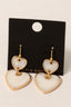 Gold Dipped Double Shell Heart Dangle Earrings