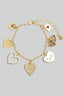 Assorted Multi Heart Charm Chain Bracelet