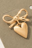 Brushed Metallic Heart Charm Ribbon Stud Earriings