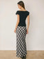 Plaid Chiffon Maxi Skirt