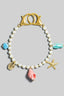 Metallic And Ceramic Sea Life Charms Pearl Bag Chain