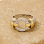 Gold Plated Two Tone Cz Pave Circle Signet Band Ring