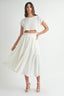 Linen like crop top and midi flare skirt set