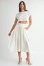 Linen like crop top and midi flare skirt set