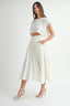 Linen like crop top and midi flare skirt set