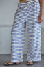Person wearing black and white striped pants 