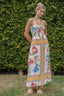 Printed Off Shoulder Smocked Bodice Maxi Dress
