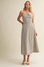 Beaded Halter Linen Striped Dress
