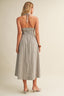Beaded Halter Linen Striped Dress

