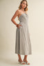 Beaded Halter Linen Striped Dress
