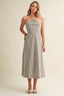 Beaded Halter Linen Striped Dress
