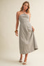 Beaded Halter Linen Striped Dress
