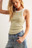 Ribbed contrast tank top