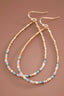 Teardrop Wire Beaded Earrings with Glass Crystals - 6111