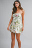 Floral Print Strapless Tube Bubble Hem Mini Dress
