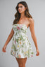 Floral Print Strapless Tube Bubble Hem Mini Dress
