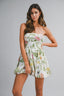 Floral Print Strapless Tube Bubble Hem Mini Dress

