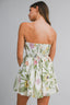 Floral Print Strapless Tube Bubble Hem Mini Dress
