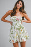 Floral Print Strapless Tube Bubble Hem Mini Dress
