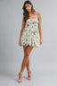 Floral Print Strapless Tube Bubble Hem Mini Dress
