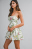 Floral Print Strapless Tube Bubble Hem Mini Dress
