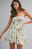 Floral Print Strapless Tube Bubble Hem Mini Dress
