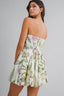 Floral Print Strapless Tube Bubble Hem Mini Dress
